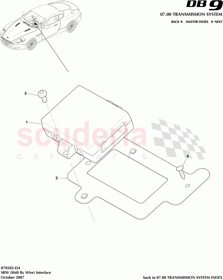 SBW (Shift By Wire) Interface of Aston Martin Aston Martin DB9 (2004-2012)