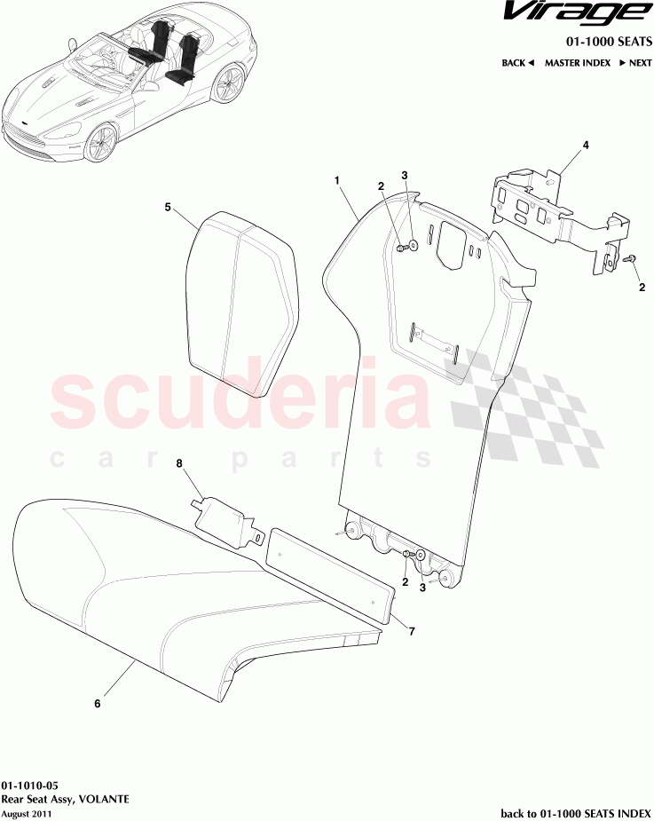 Rear Seat Assembly (Volante) of Aston Martin Aston Martin Virage