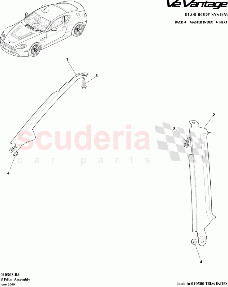 B Pillar Assembly of Aston Martin Aston Martin V12 Vantage (upto 2016)