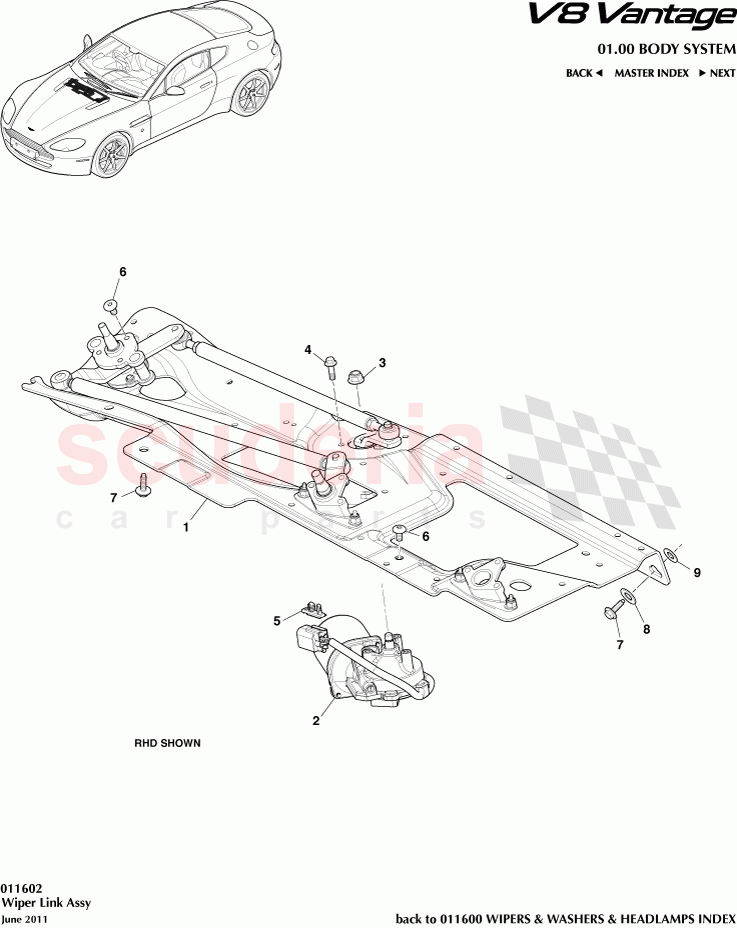 Wiper Link Assembly of Aston Martin Aston Martin V8 Vantage