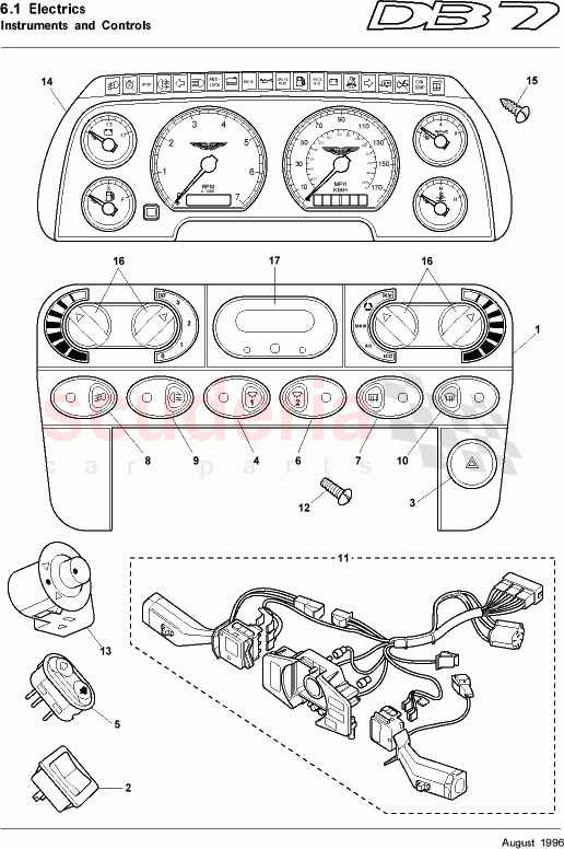Instruments and Controls of Aston Martin Aston Martin DB7 (1995)
