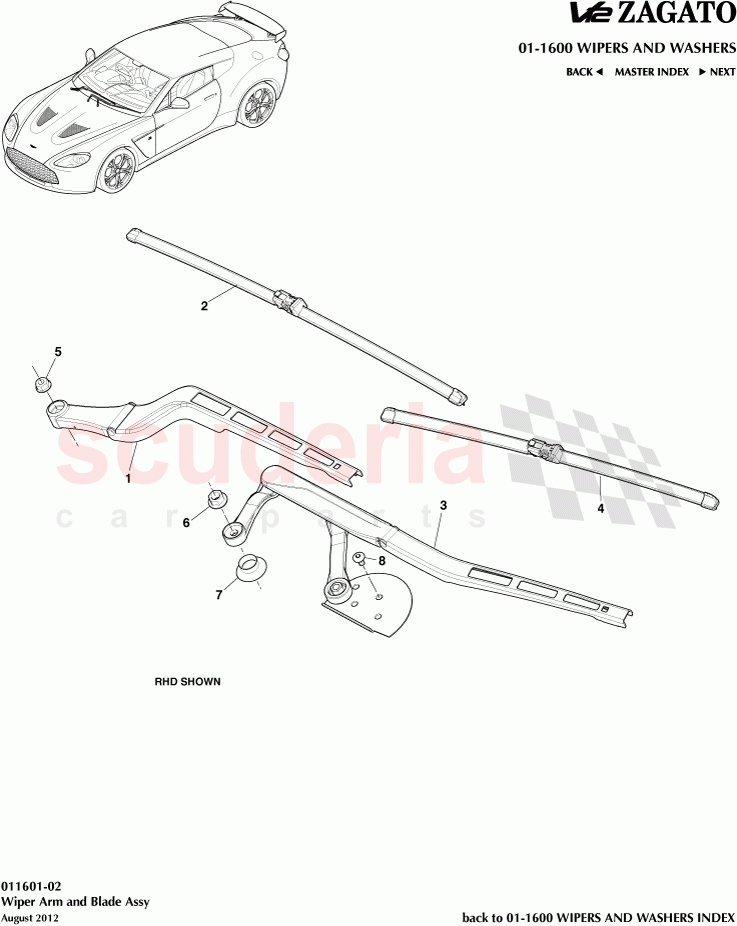Wiper Arm and Blade Assembly of Aston Martin Aston Martin V12 Zagato