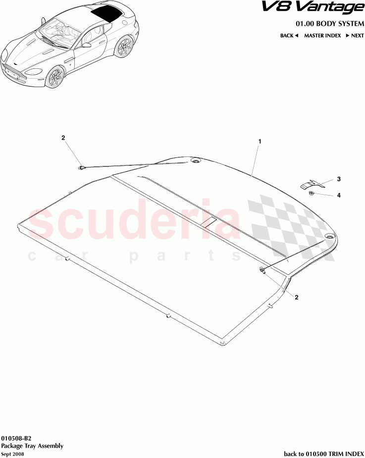 Package Tray Assembly of Aston Martin Aston Martin V8 Vantage (upto 2016)