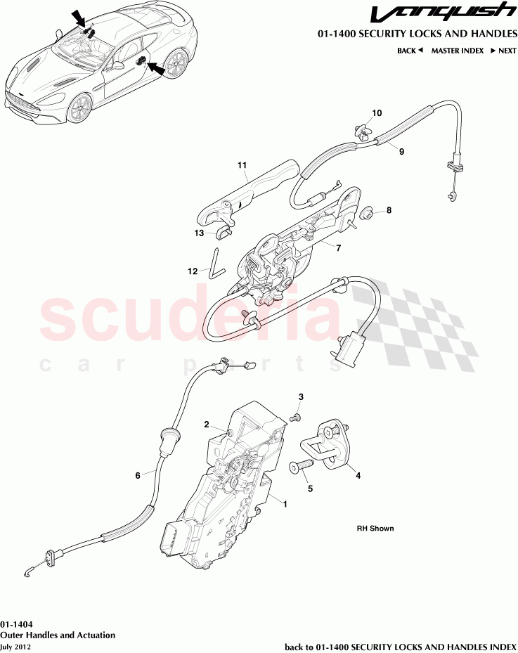 Outer Handles & Actuation of Aston Martin Aston Martin Vanquish (2012+)