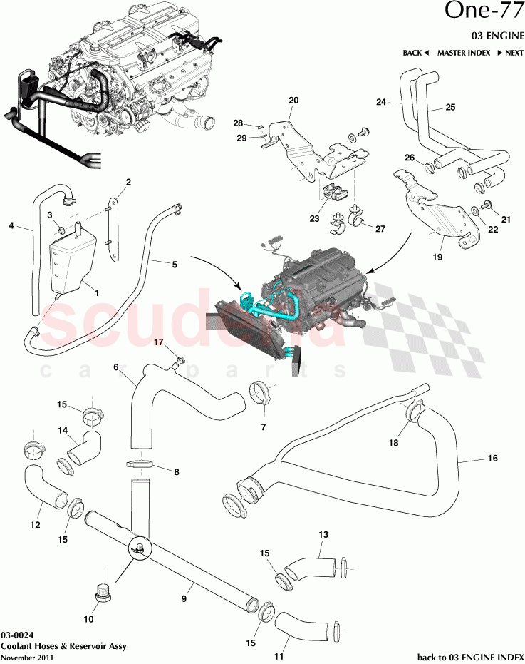 Coolant Hoses & Reservoir Assembly of Aston Martin Aston Martin One-77