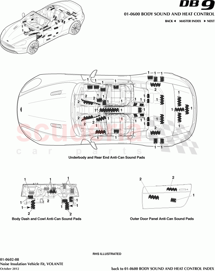 Noise Insulation Vehicle Fit, VOLANTE of Aston Martin Aston Martin DB9 (2013-2016)