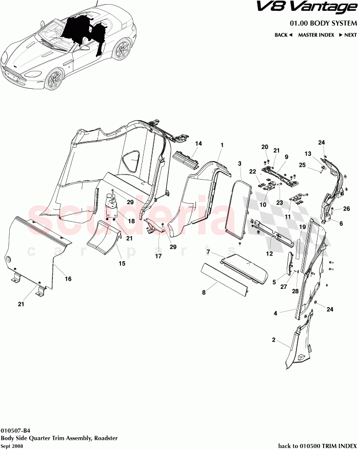 Body Side Quarter Trim Assembly (Roadster) of Aston Martin Aston Martin V8 Vantage