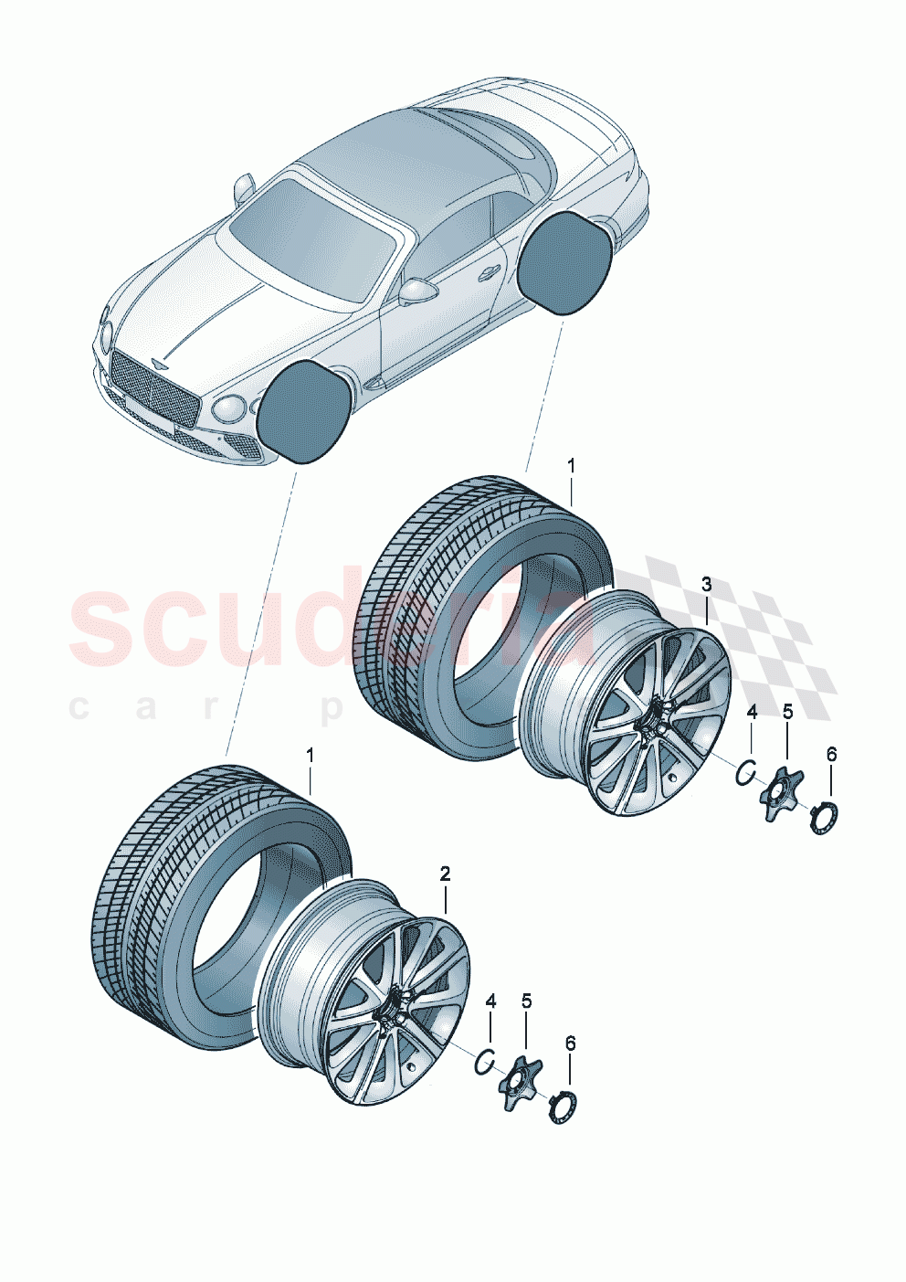 Genuine accessories Aluminium rim with winter tyre For attachment to: of Bentley Bentley New Continental Convertible (2019-2024)