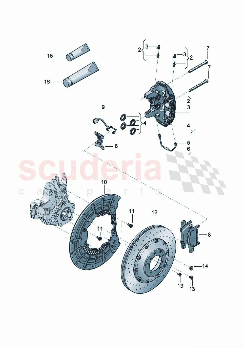 Fixed-calliper brake Brake disc (vented) For vehicles with ceramic brake disc of Bentley Bentley New Continental Convertible (2019-2024)