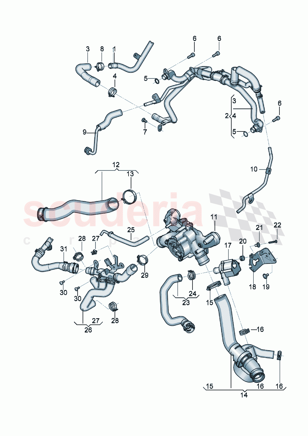 Coolant hoses and pipes Engine of Bentley Bentley New Continental Convertible (2019-2024)