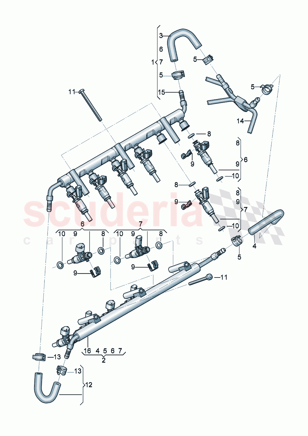 Fuel rail Injection valve Fuel hose of Bentley Bentley New Continental Convertible (2019-2024)