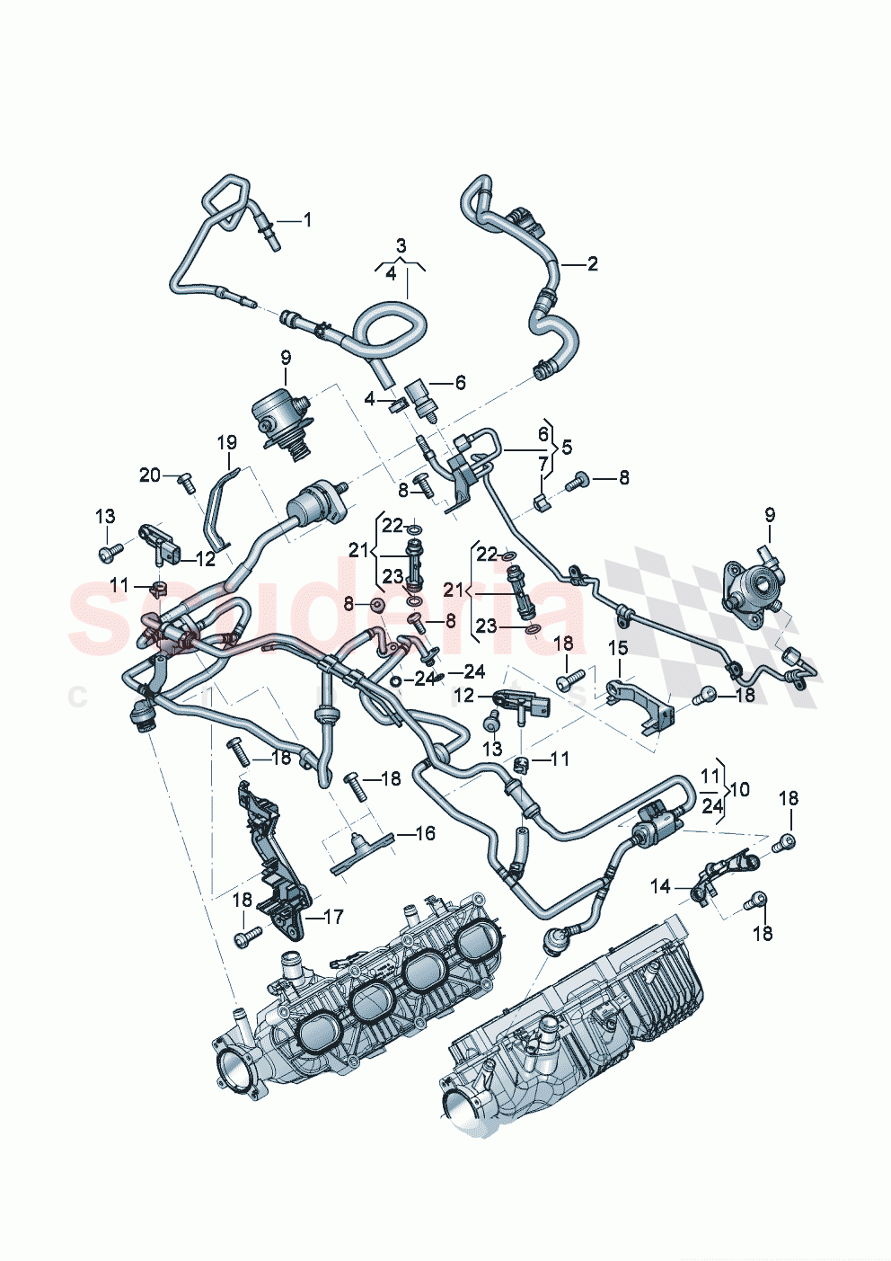 Fuel supply line Breather line Valve for active charcoal canister D - MJ 2024>> of Bentley Bentley New Continental Convertible (2019-2024)