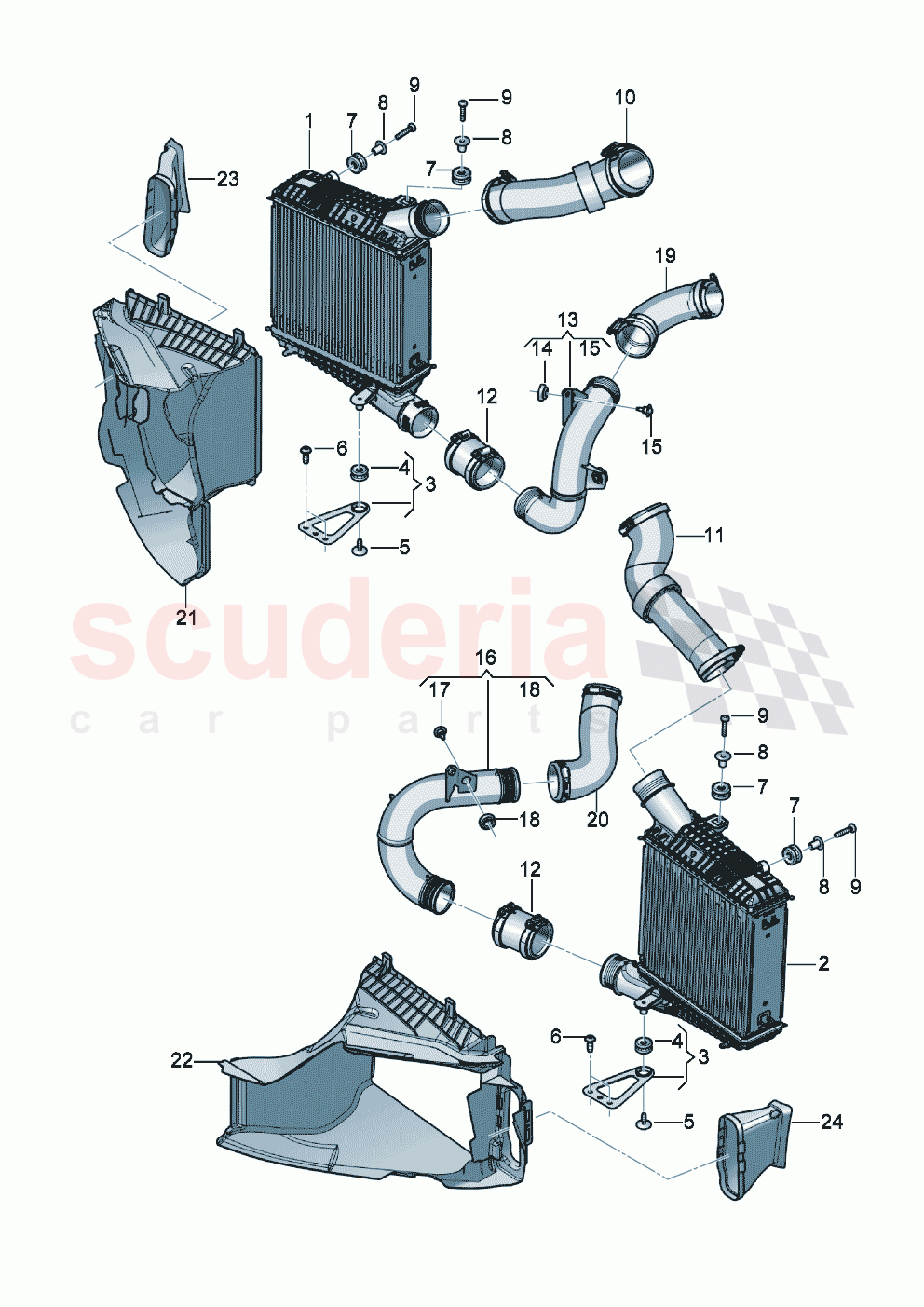 Charge air cooler Air guide for charge air cooler of Bentley Bentley New Continental Convertible (2019-2024)