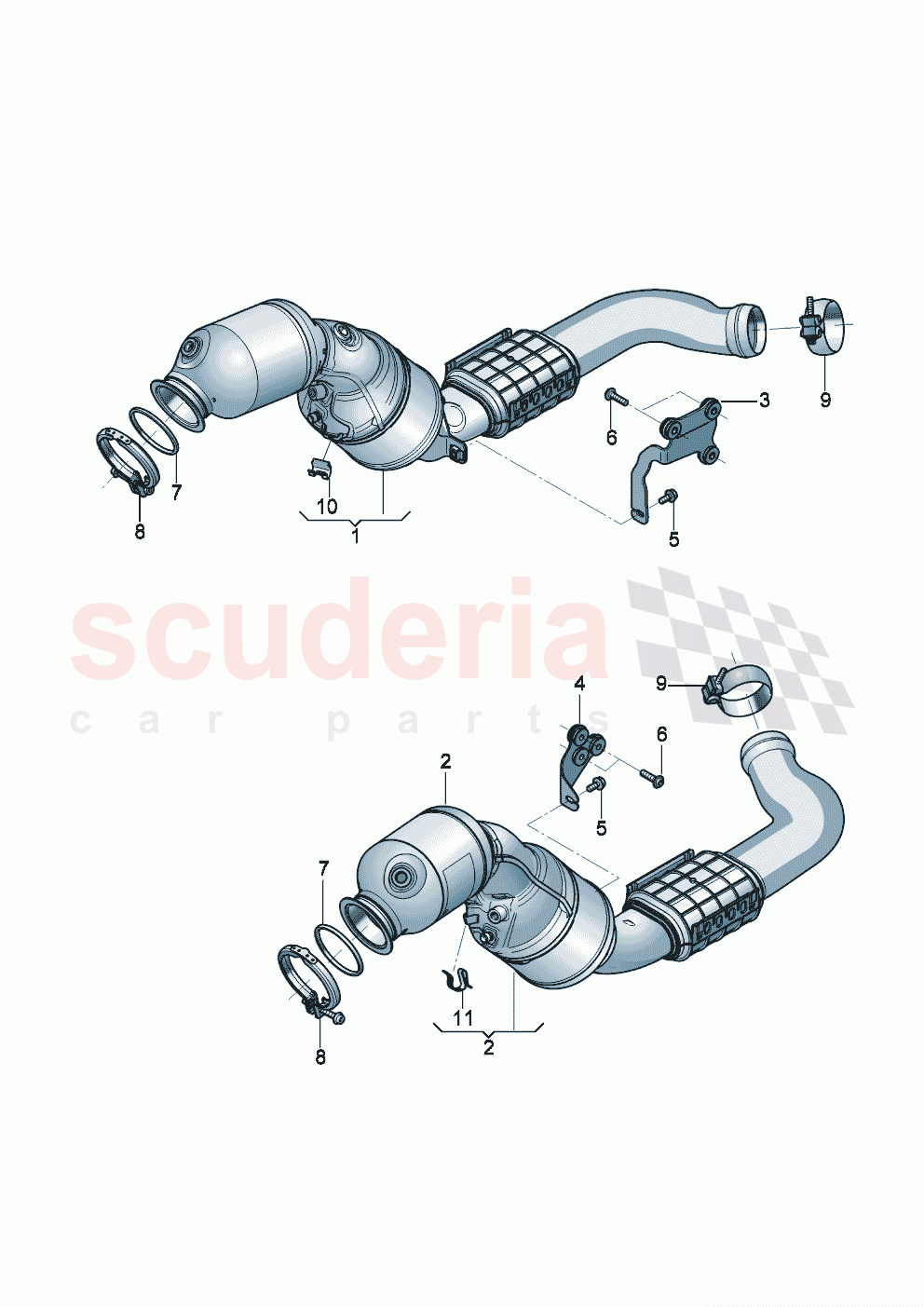 Exhaust pipe with catalyst and particulate filter Retainer for exhaust pipe of Bentley Bentley New Continental Convertible (2019-2024)