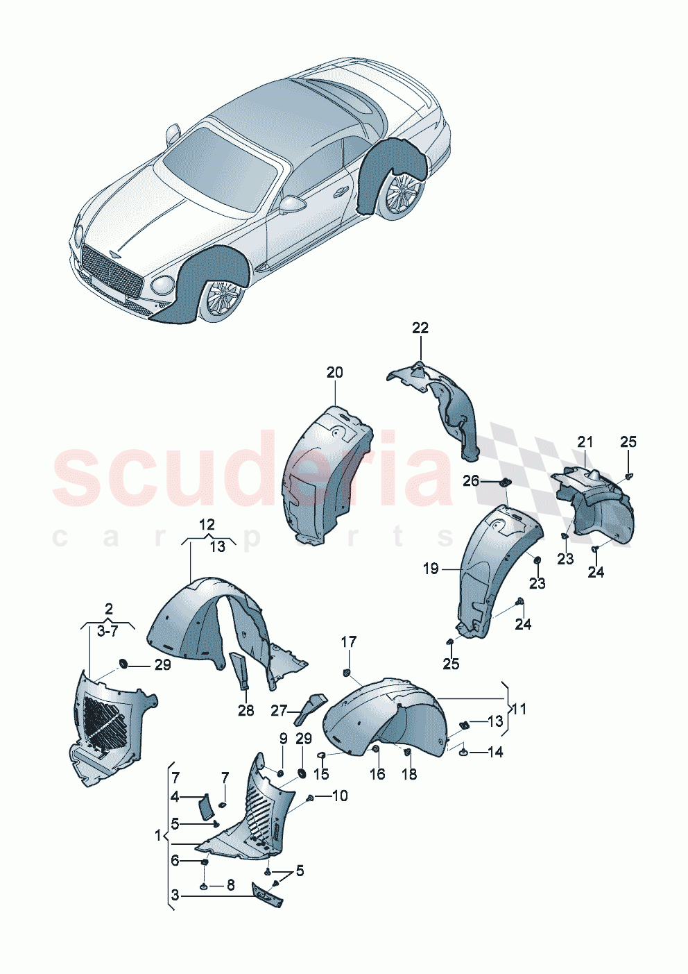 Wheel housing liner D >> - MJ 2020 of Bentley Bentley New Continental Convertible (2019-2024)