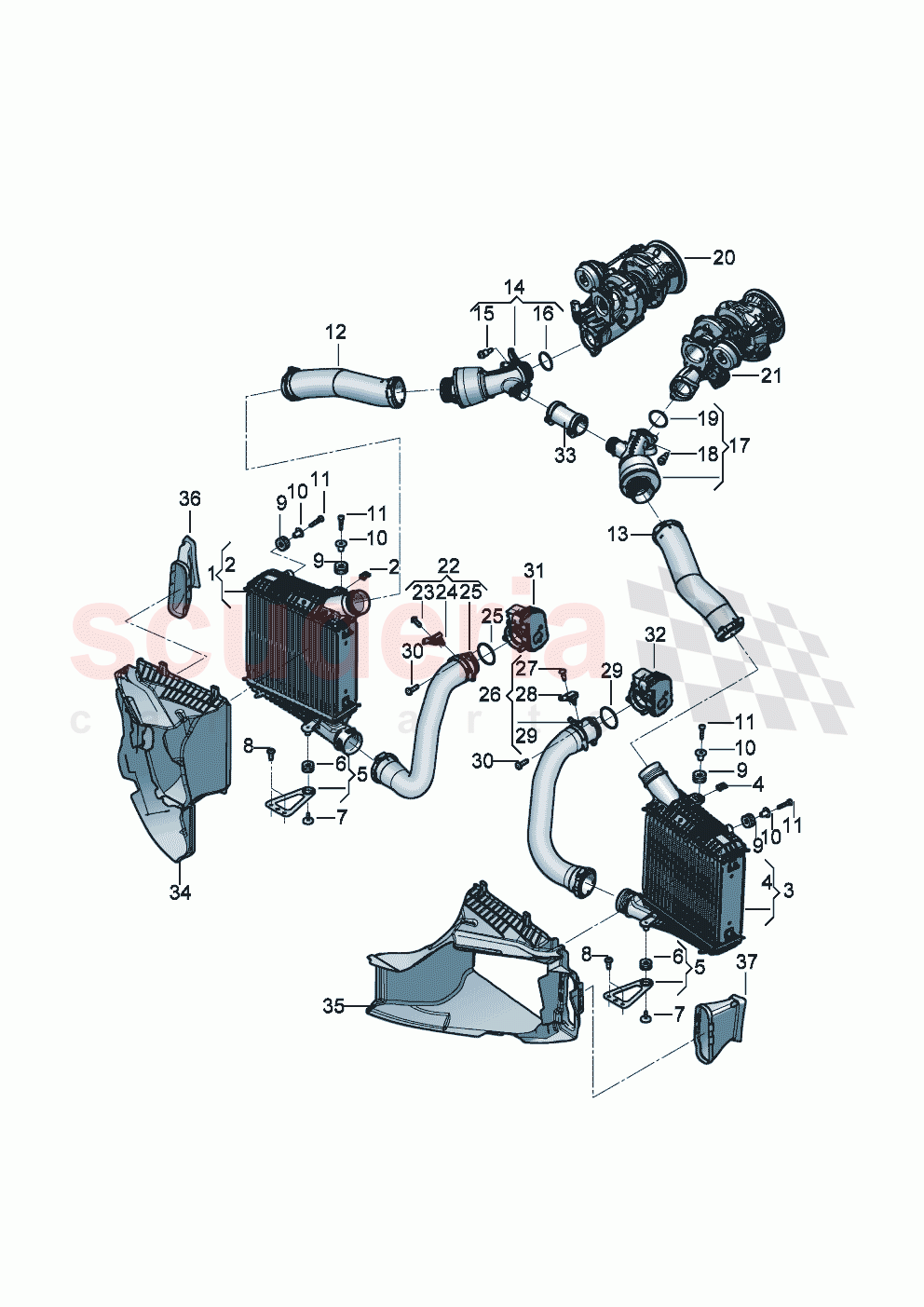 Charge air cooler Air guide for charge air cooler of Bentley Bentley New Continental Convertible (2019-2024)