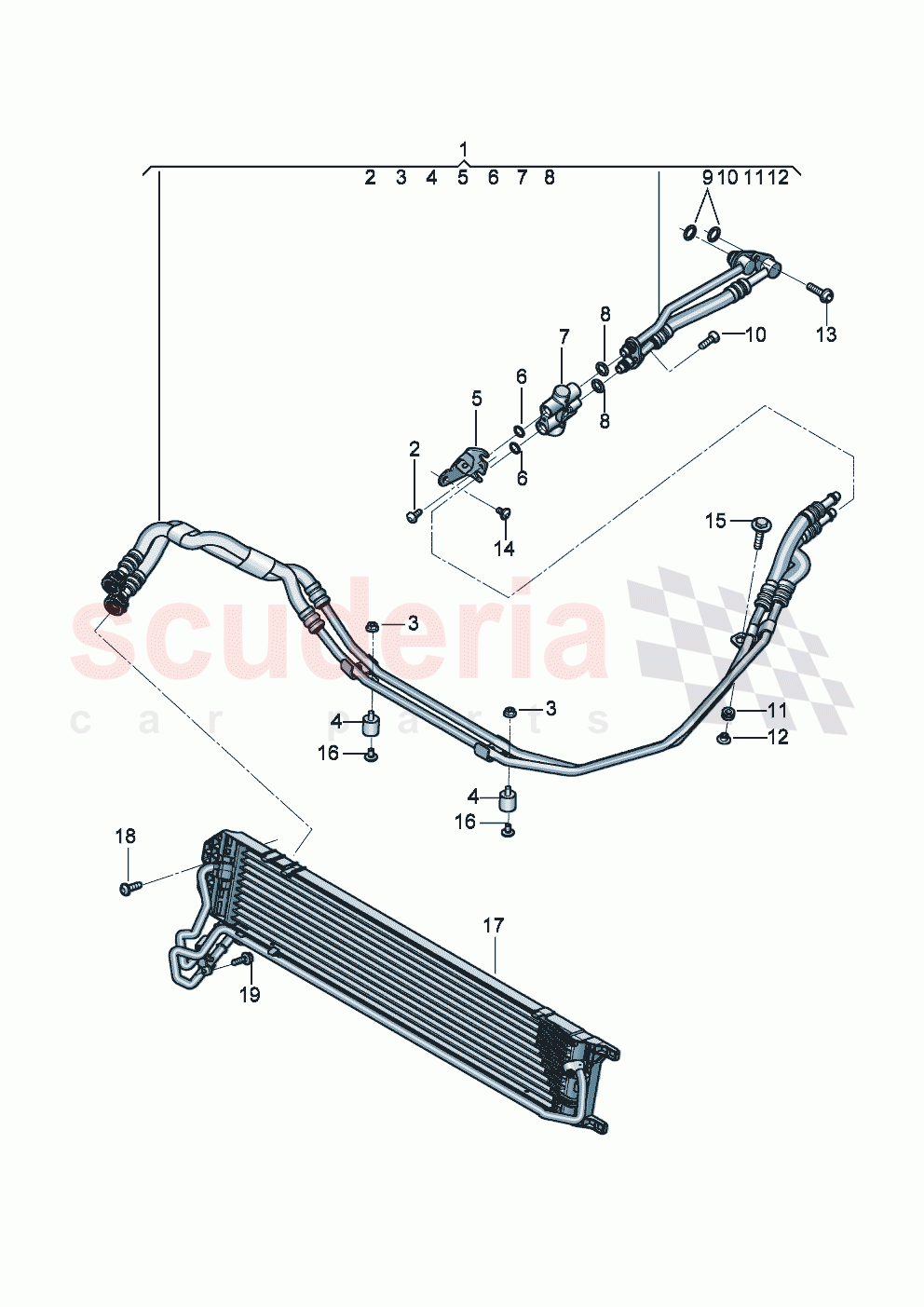 oil pressure line for gearbox oil cooling Gear oil cooler of Bentley Bentley New Continental Convertible (2019-2024)