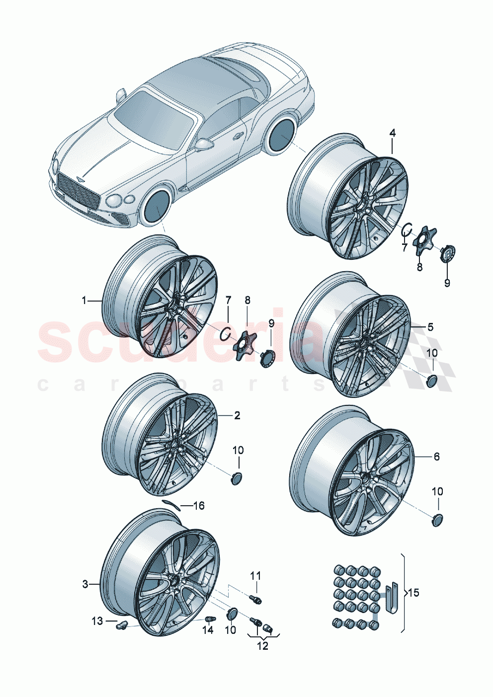 Aluminium rim Hub cap of Bentley Bentley New Continental Convertible (2019-2024)