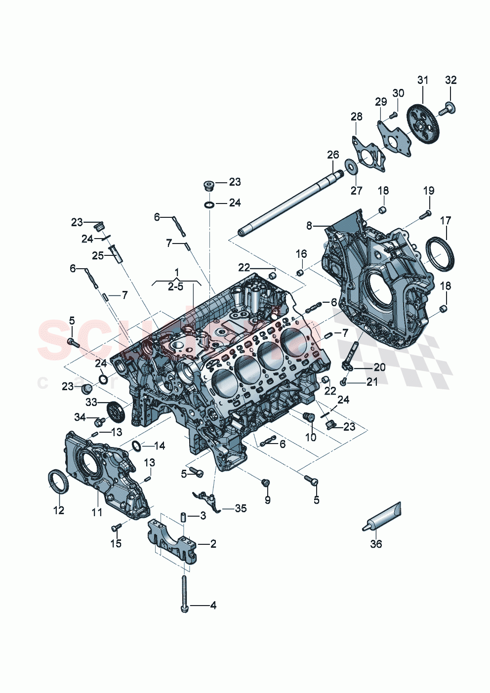 Crankcase housing Sealing flange Intermediate shaft of Bentley Bentley New Continental GT (2019-2024)