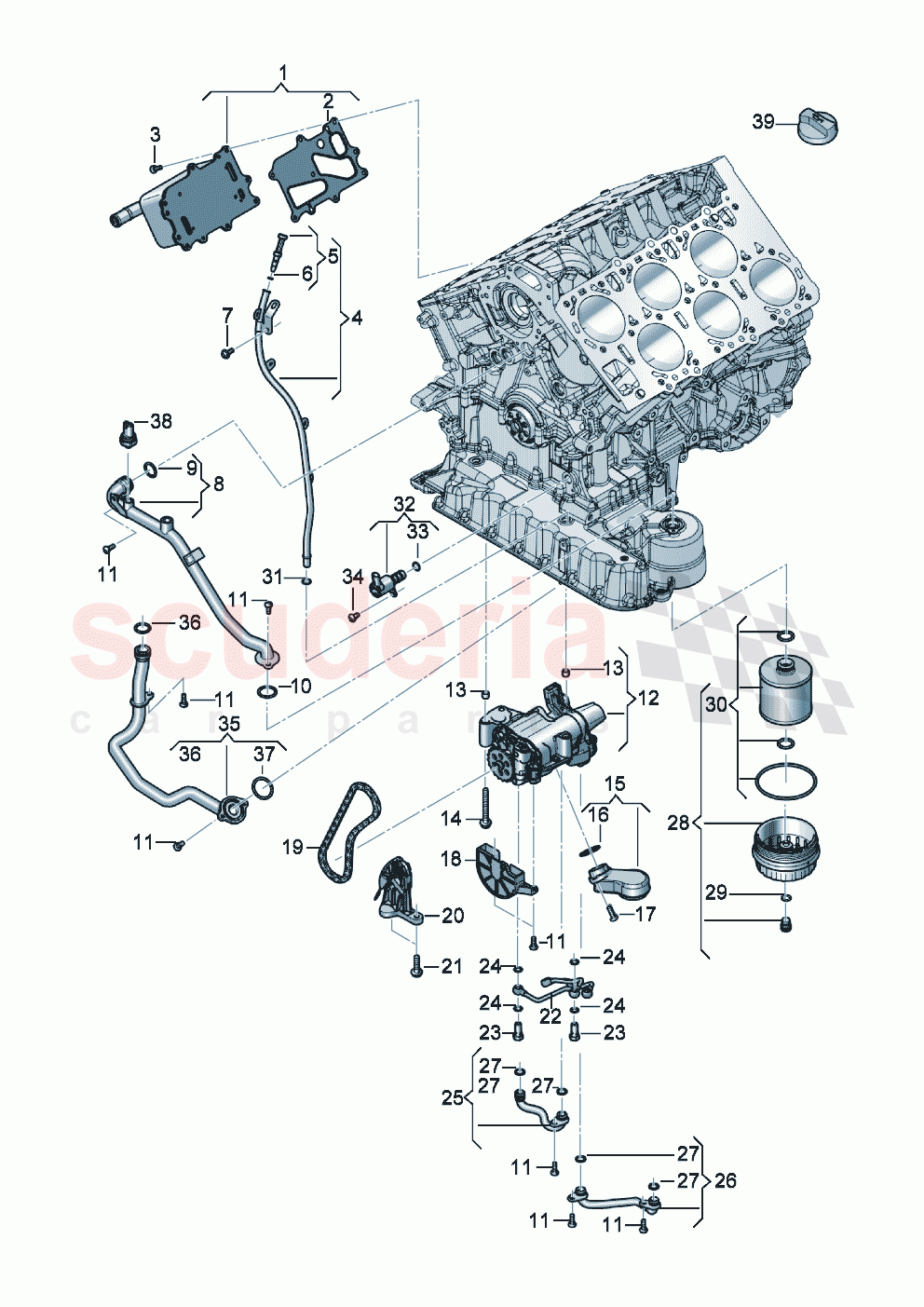 oil pump oil strainer Control valve Oil cooler oil filter guide tube of Bentley Bentley New Continental GT (2019-2024)