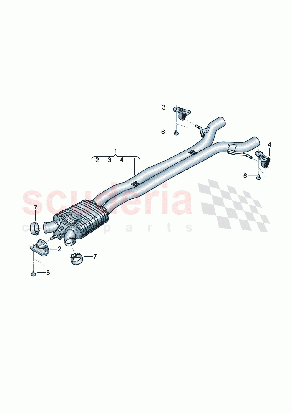 Exhaust pipe with front silencer of Bentley Bentley New Continental GT (2019-2024)
