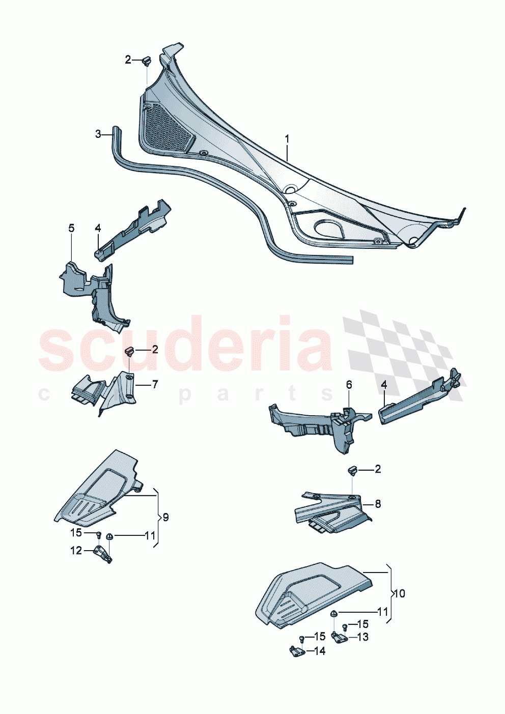 Cover for plenum chamber cover for engine compartment of Bentley Bentley New Continental GT (2019-2024)