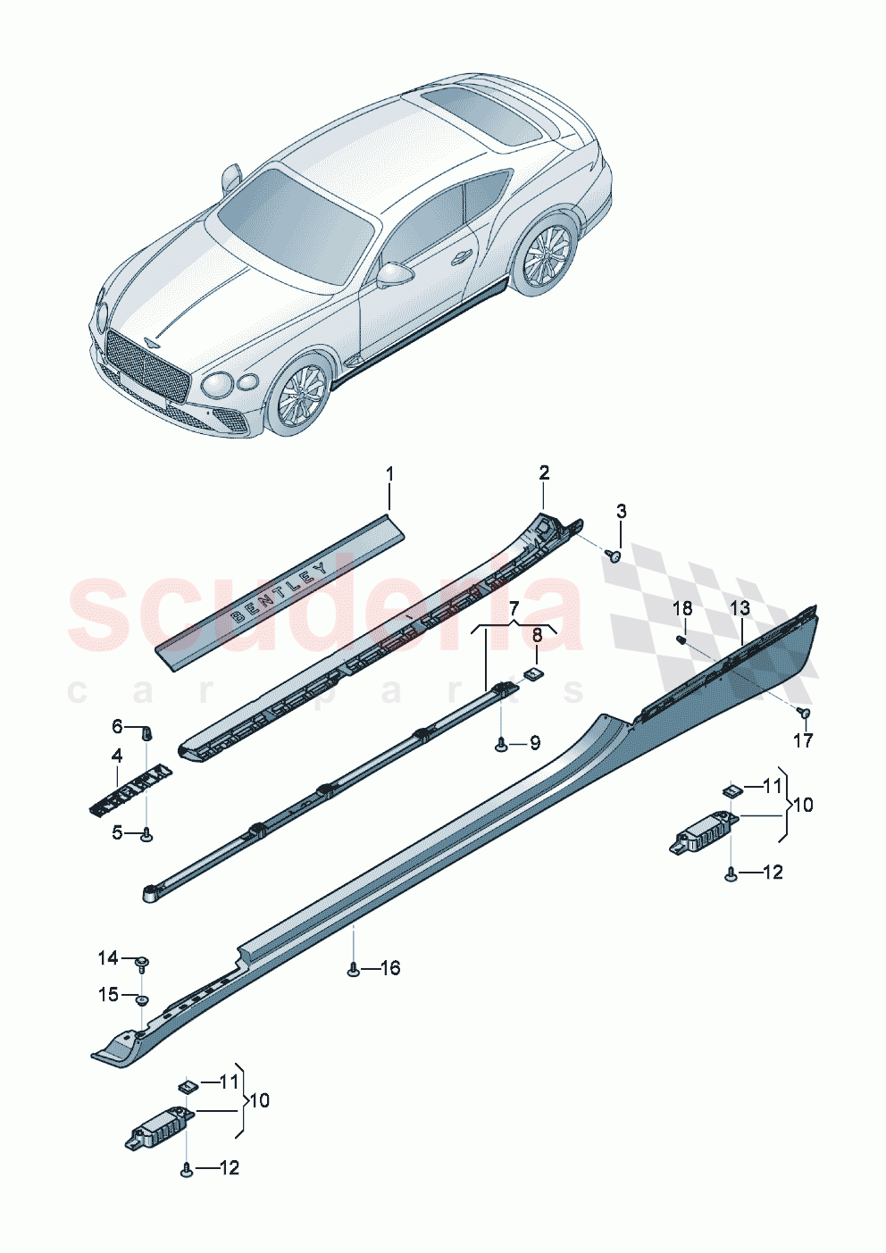 Trim for side section- sill D - MJ 2023>> of Bentley Bentley New Continental GT (2019-2024)