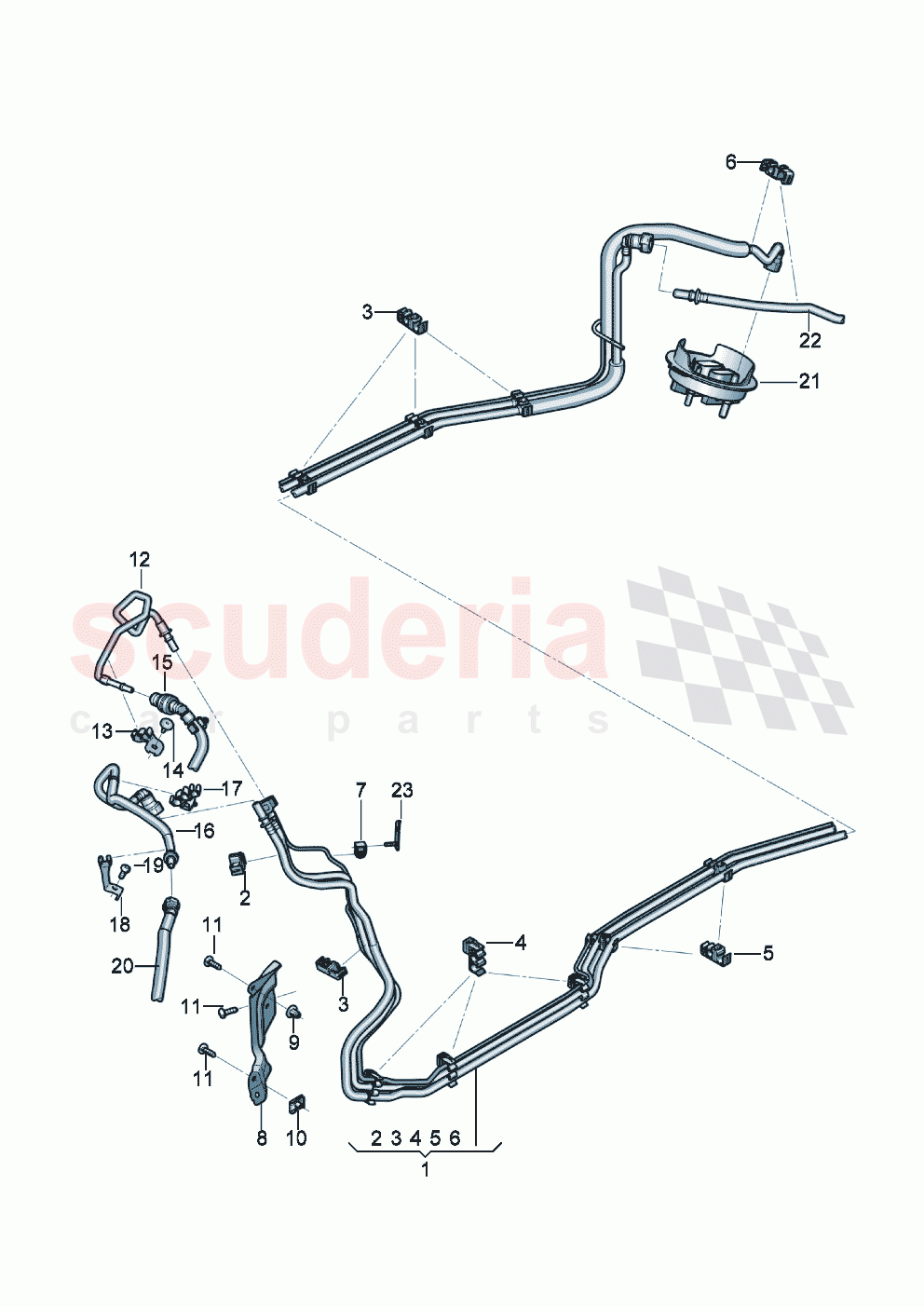1 set of fuel pipes with breather tube Fuel supply line Breather line of Bentley Bentley New Continental GT (2019-2024)