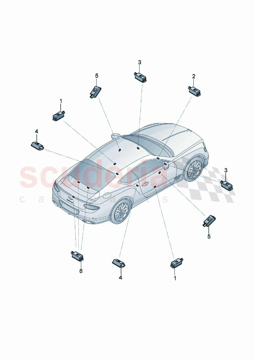 illumination in vehicle interior F 3S-K-071 416>> F ZG-K-071 416>> of Bentley Bentley New Continental GT (2019-2024)