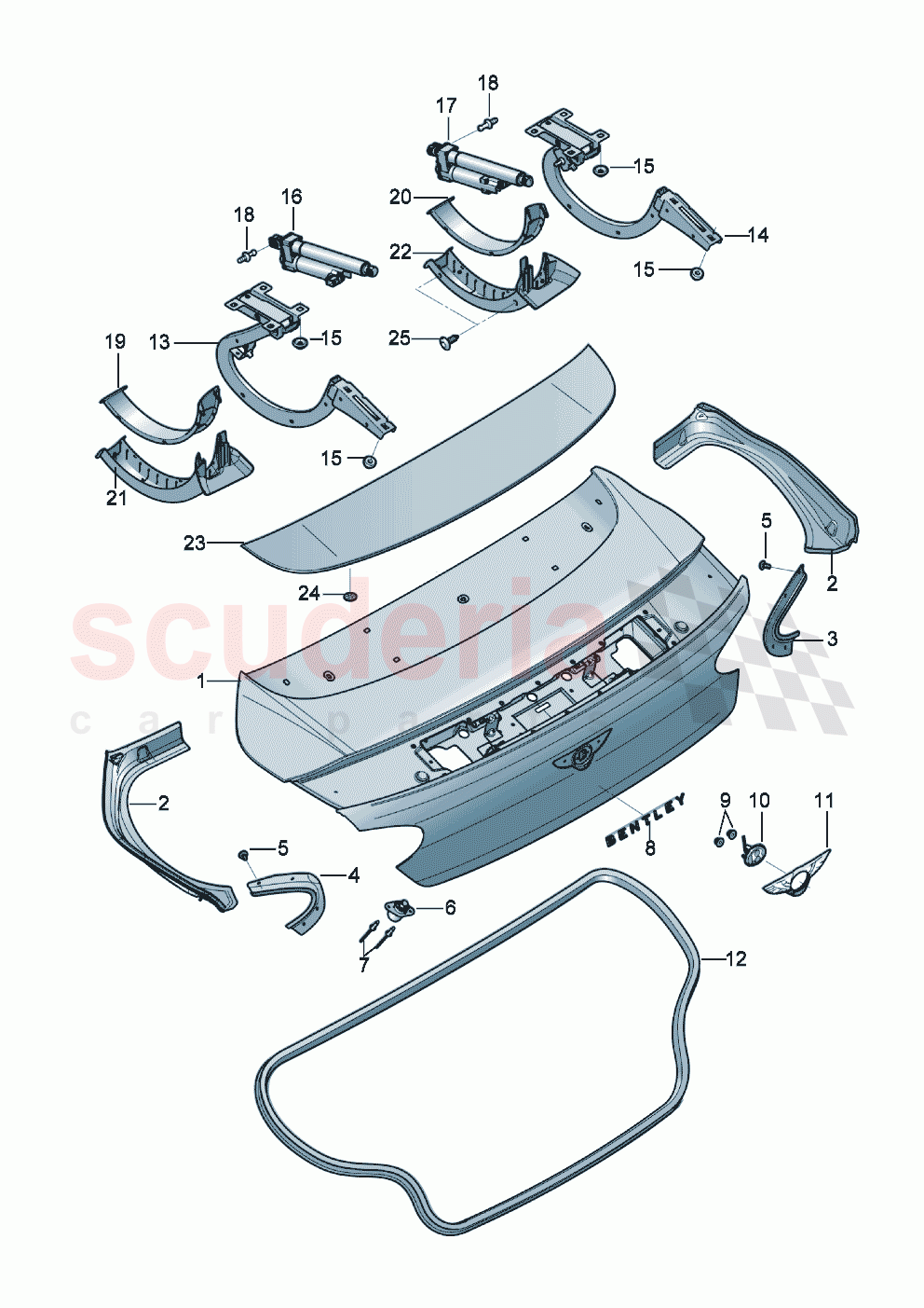 Rear lid F >> 3S-K-071 415 F >> ZG-K-071 415 of Bentley Bentley New Continental GT (2019-2024)