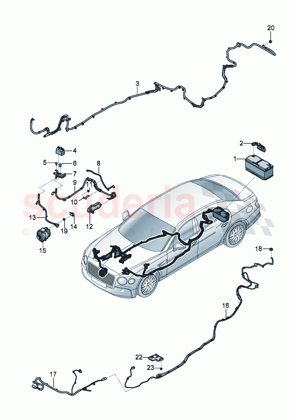 wiring harness for battery + and alternator of Bentley Bentley New Flying Spur (2020-2024)