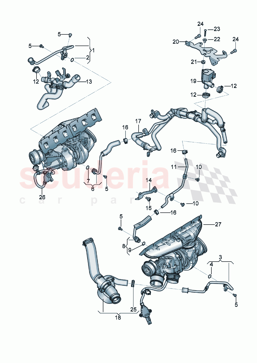 Coolant cooling system for turbocharger of Bentley Bentley New Flying Spur (2020-2024)