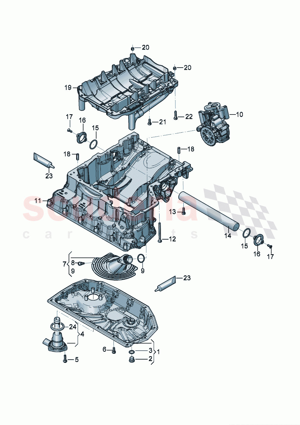 Engine oil sump upper part Engine oil sump lower part oil level sensor of Bentley Bentley New Flying Spur (2020-2024)