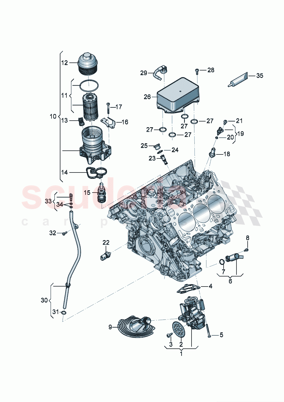 oil pump oil filter Oil filter bracket Oil cooler tube for oil dipstick of Bentley Bentley New Flying Spur (2020-2024)