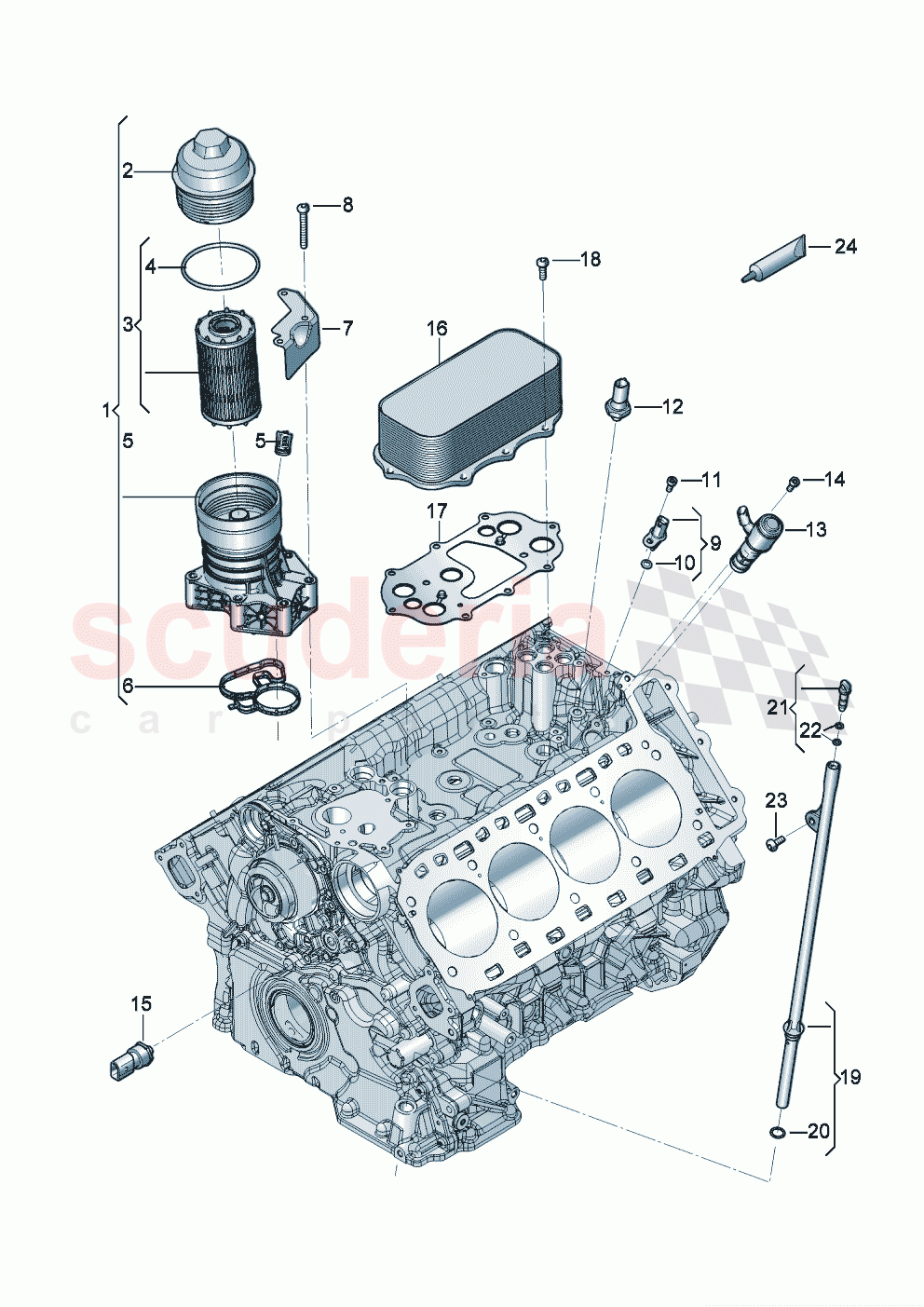 oil filter with flange Oil cooler tube for oil dipstick of Bentley Bentley New Flying Spur (2020-2024)