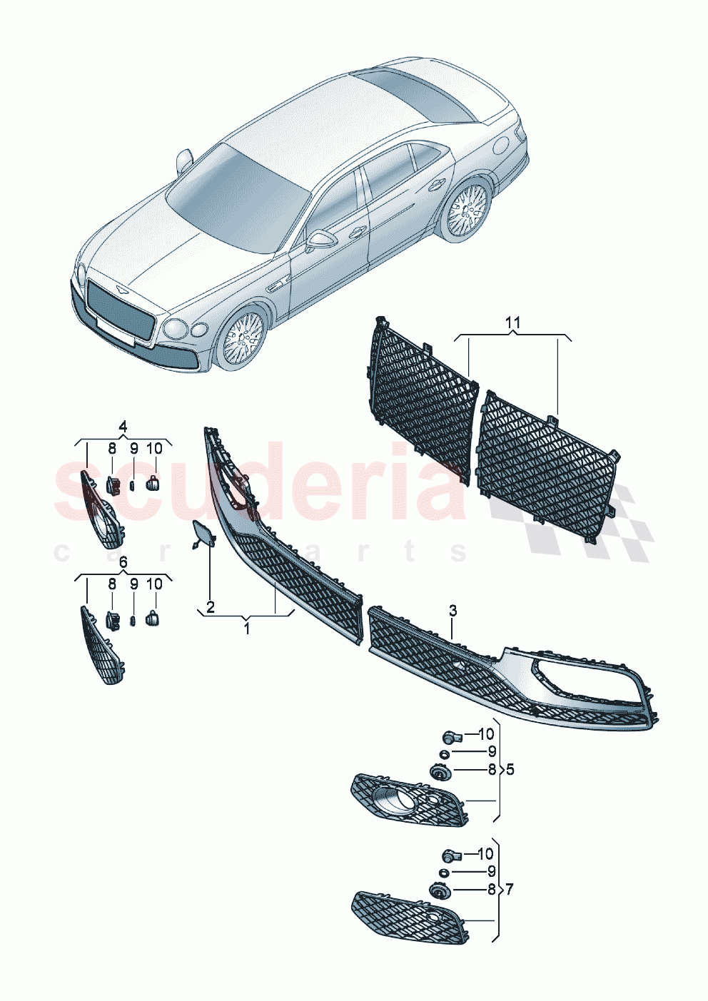 Air guide grille D >> - MJ 2021 of Bentley Bentley New Flying Spur (2020-2024)