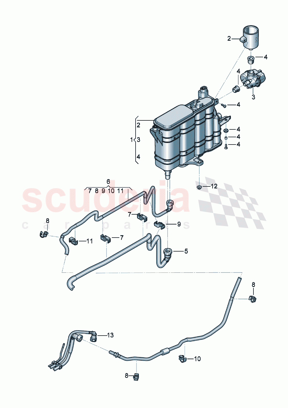Active charcoal filter with diagnosis pump for fuel delivery system ventilation for fuel tank of Bentley Bentley New Flying Spur (2020-2024)