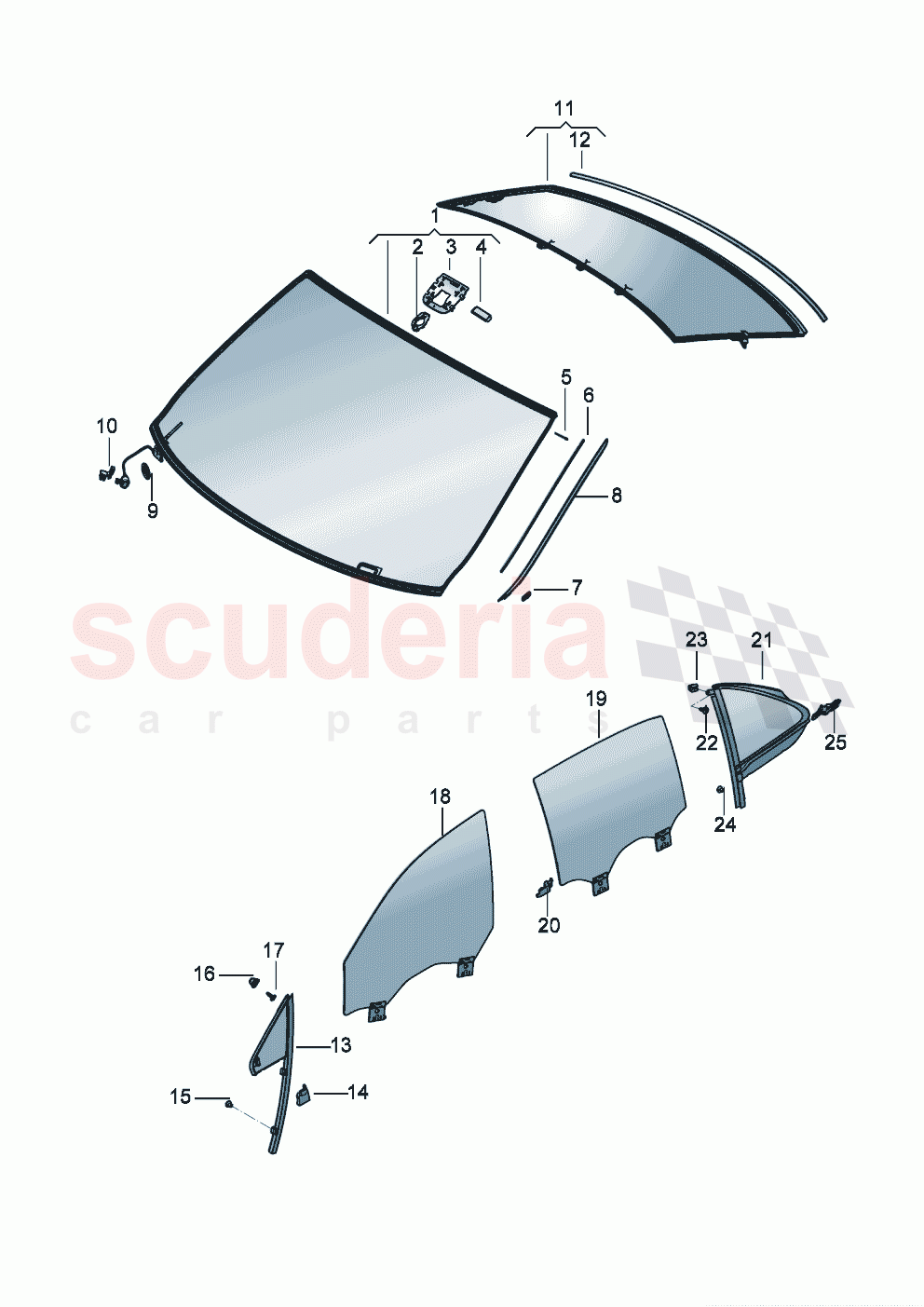 Windscreen Rear and side window of Bentley Bentley New Flying Spur (2020-2024)