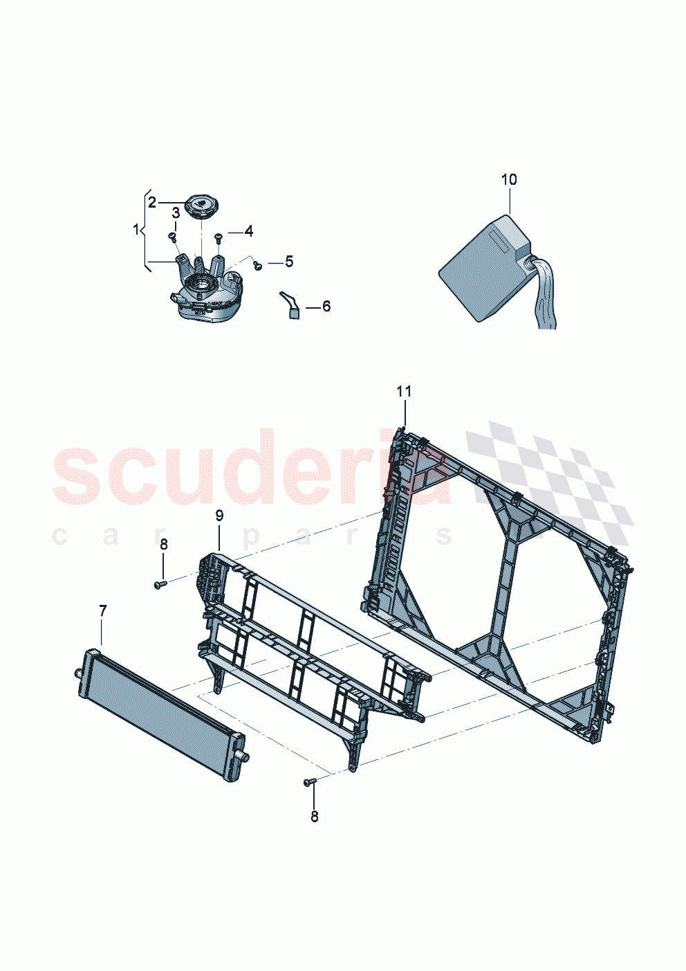 Additional cooler for coolant reservoir with attachment parts of Bentley Bentley New Continental Convertible (2025-2026)