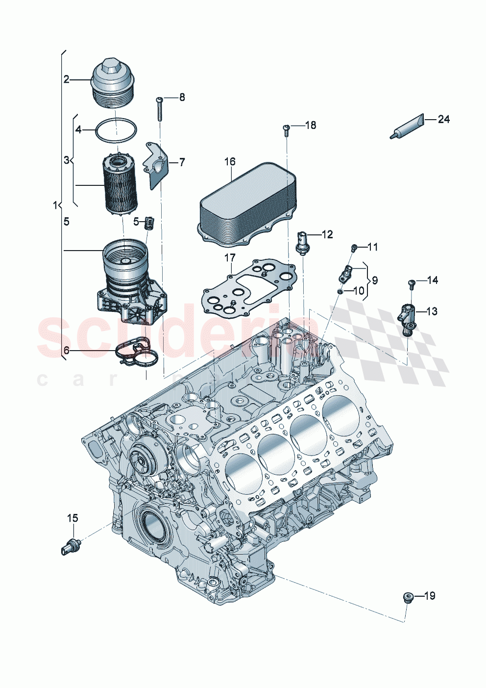 oil filter with flange Oil cooler Sensors of Bentley Bentley New Continental Convertible (2025-2026)