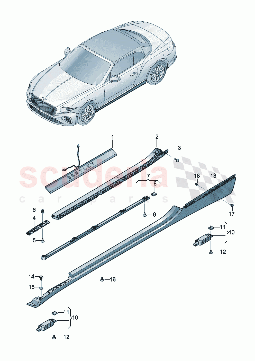 Trim for side section- sill of Bentley Bentley New Continental Convertible (2025-2026)