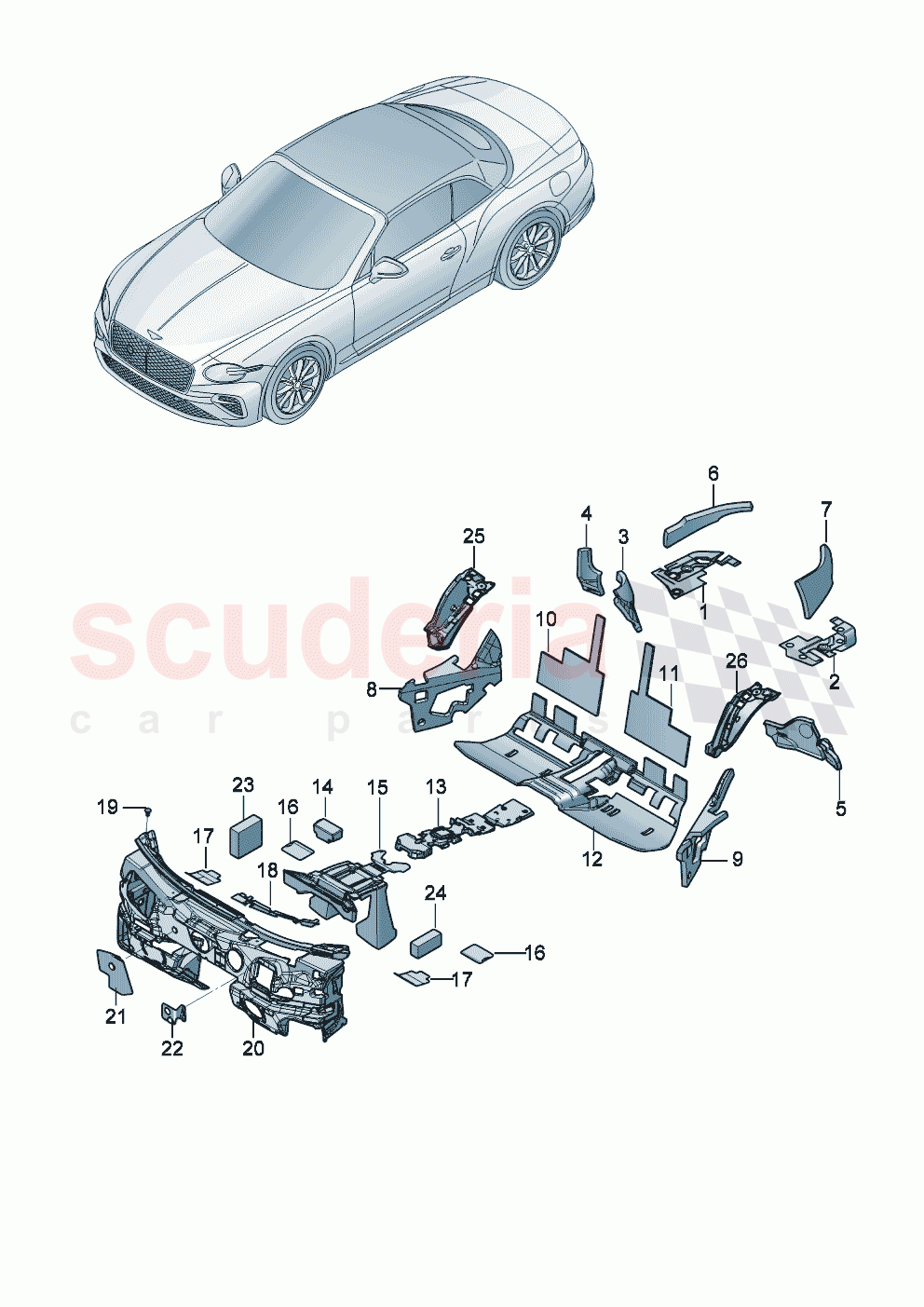 sound absorber for floor, bulkhead and tunnel of Bentley Bentley New Continental Convertible (2025-2026)