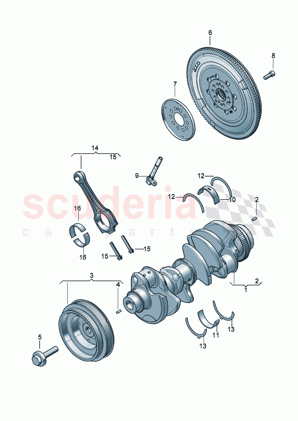 flywheel V-belt pulley with vibration damper Crankshaft conrod bearing shell of Bentley Bentley New Continental GT (2025-2026)
