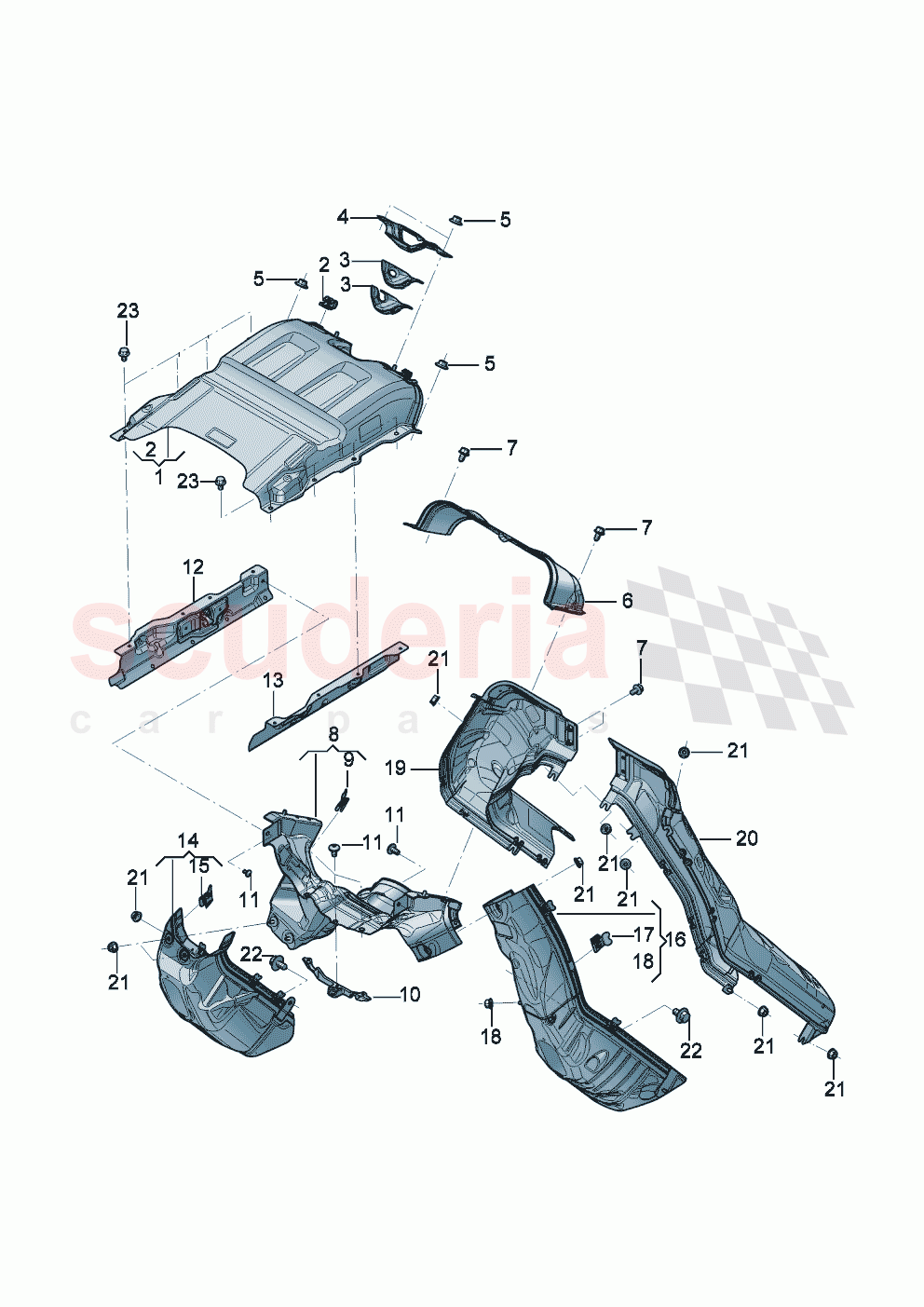 Air guide channel heat deflector plate For exhaust system of Bentley Bentley New Continental GT (2025-2026)