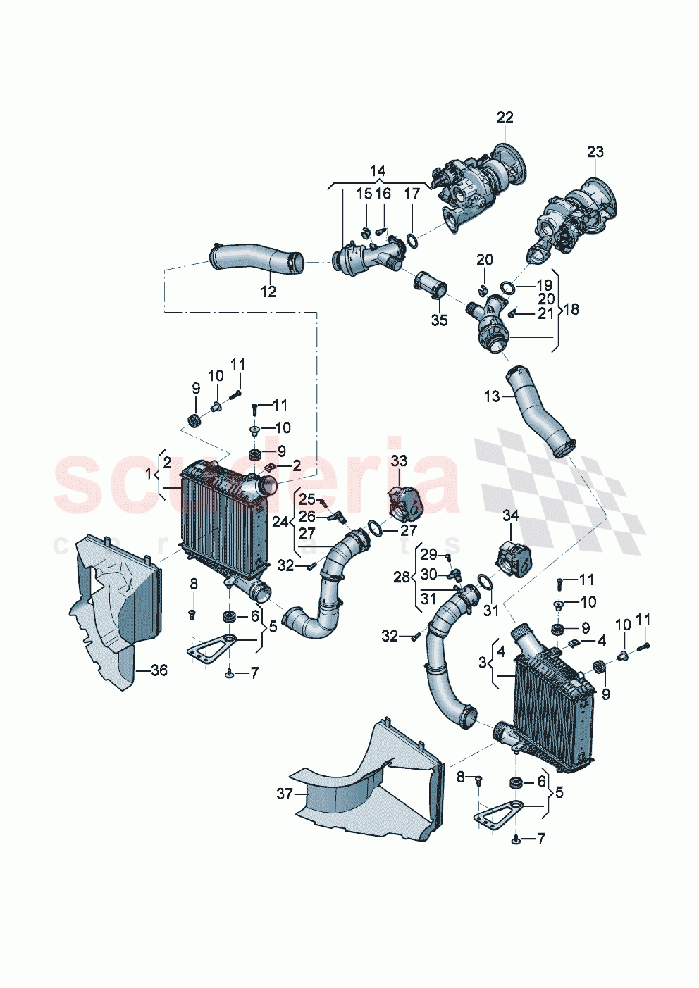 Charge air cooler Air guide for charge air cooler of Bentley Bentley New Continental GT (2025-2026)