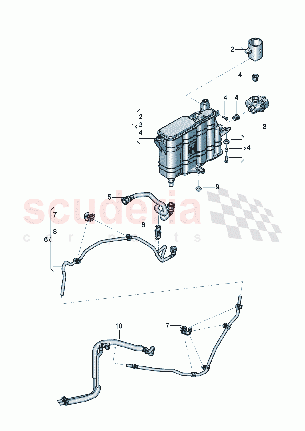 vapour container for activated charcoal canister ventilation for fuel tank of Bentley Bentley New Continental GT (2025-2026)