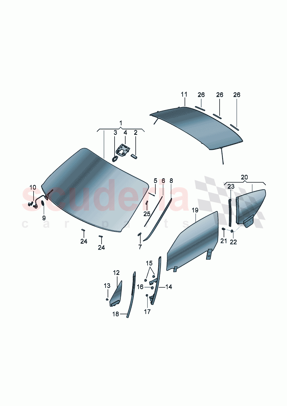 Windscreen Rear and side window of Bentley Bentley New Continental GT (2025-2026)