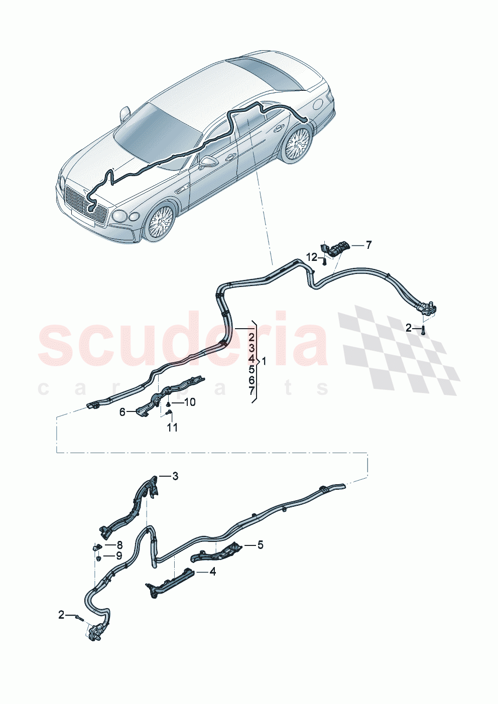 High-voltage wiring set for high-voltage battery of Bentley Bentley New Flying Spur (2025-2026)