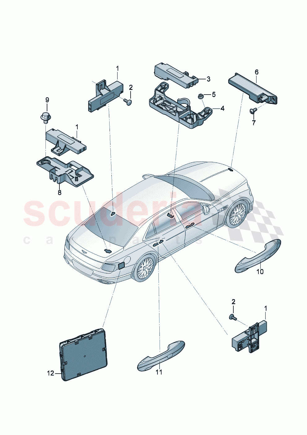Aerial for access and start authorisation (KESSY) of Bentley Bentley New Flying Spur (2025-2026)