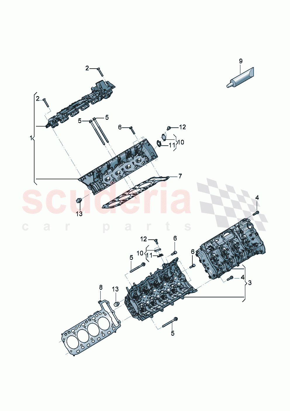Cylinder head with valves (without camshaft) Cylinder head gasket of Bentley Bentley New Flying Spur (2025-2026)